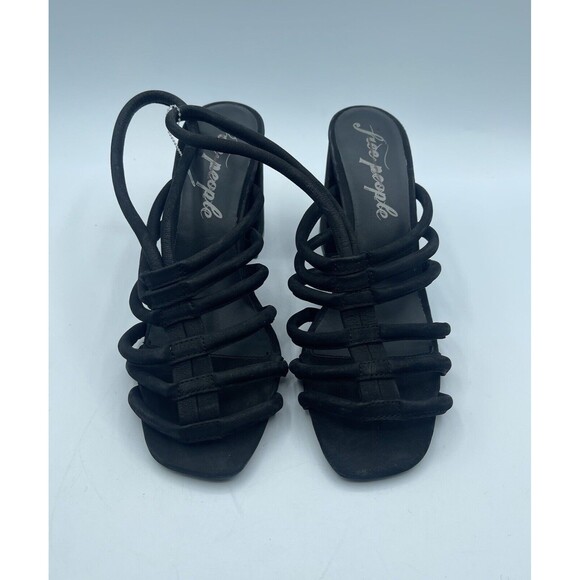 FREE PEOPLE Colette Cinched Block Heel Sandals, Black, EU39.5/US9 NWOB - Picture 1 of 16